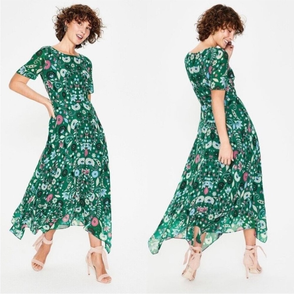 Boden Beatrix Dress Forest Folk Meadow Floral Midi Dress NWT 4 Regular